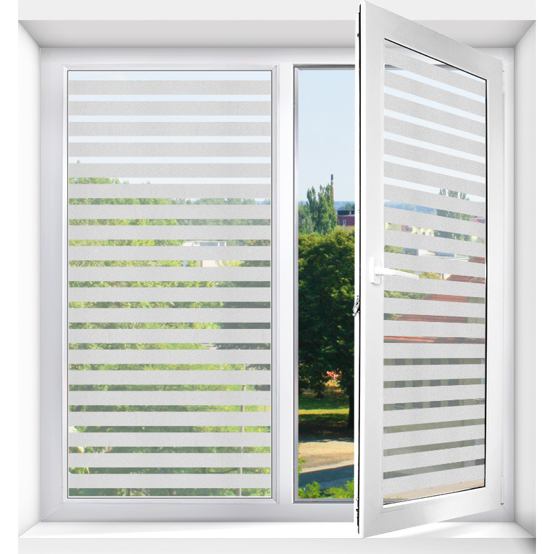 Adhesive self-adhesive frosted line glass sticker for office translucent opaque mid-waist striped glass film