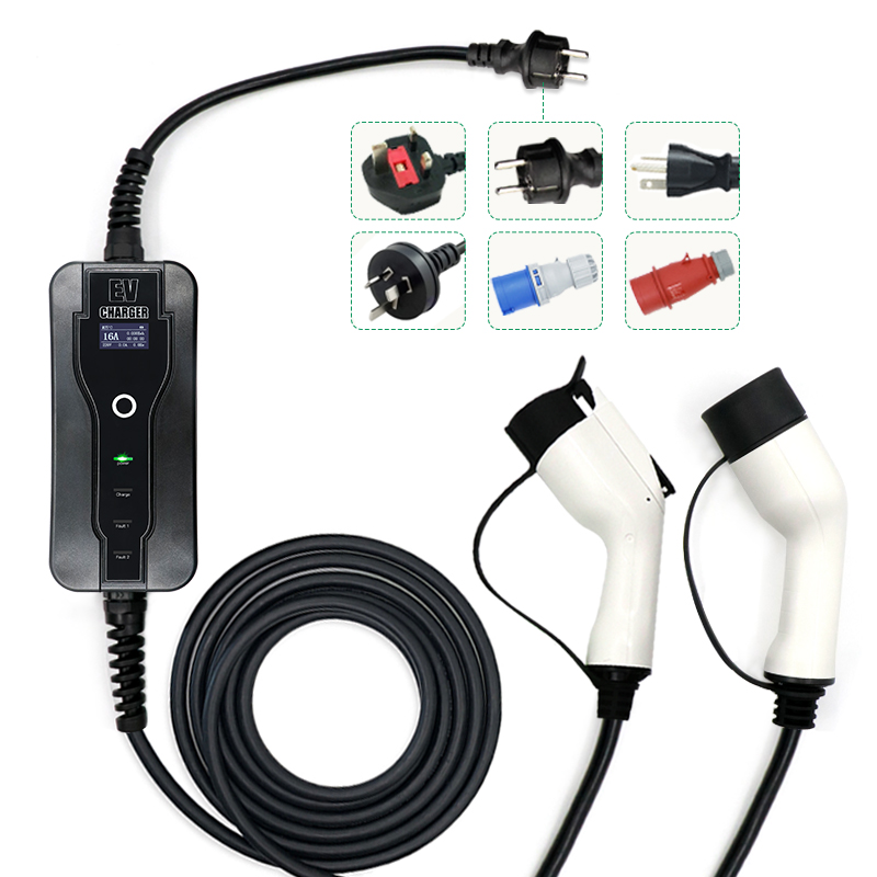 SAE J1772 тип 1 IEC62196 Тип 2 EVSE EV зарядное устройство 16 а зарядное устройство для электромобиля 5 м автомобильное портативное зарядное устройство для электромобиля