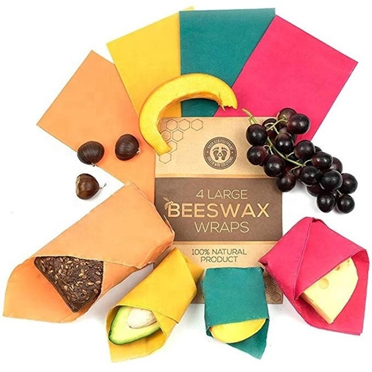 Factory Custom Reusable 6 Pack Cotton Bowl Cover Beeswax Food Cloth Sandwich Beewax Food Wrap Sheet