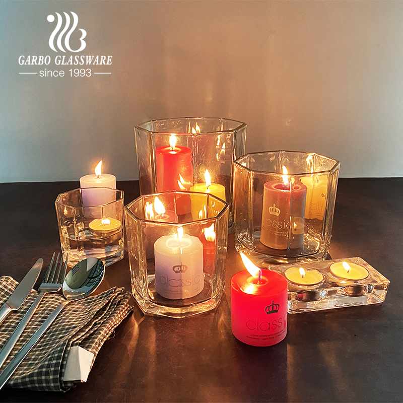 Whole Housewares 4" Square Glass Vase, Candle Holder, 6 Pack Clear Cube Centerpiece glass tealight candle cup