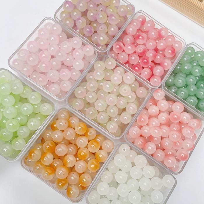 Hot Selling Colorful Loose Acrylic Plastic Ceramic Round Loose Beads Polymer Clay Diy Beads For Jewelry Making