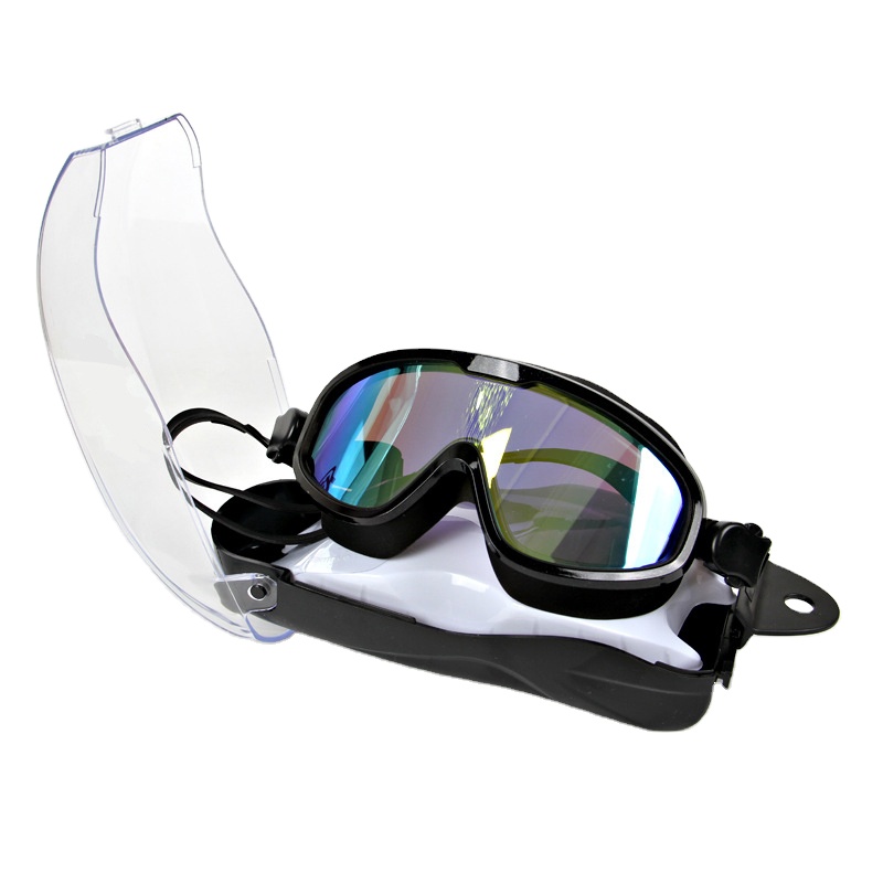 No Leaking UV Protection Waterproof Outdoor Polarized Anti-Fog Comfortable Black Swimming Goggles Case for Adult Men Women
