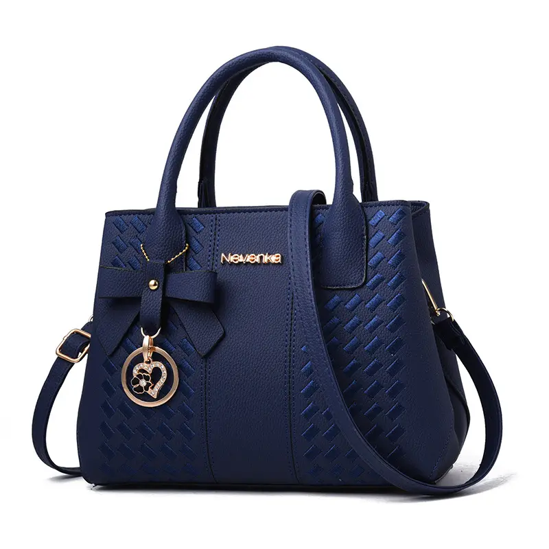 2022 trendy purses and handbags women Clutch Navy Blue pu leather tote shoulder handbags best manufacturers