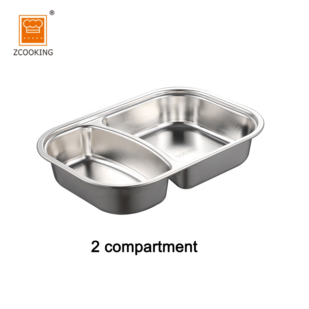 Amazon Rectangle Metal SS304 Lunch Box with 4 Compartments Food Grade Tiffin Box with Lock