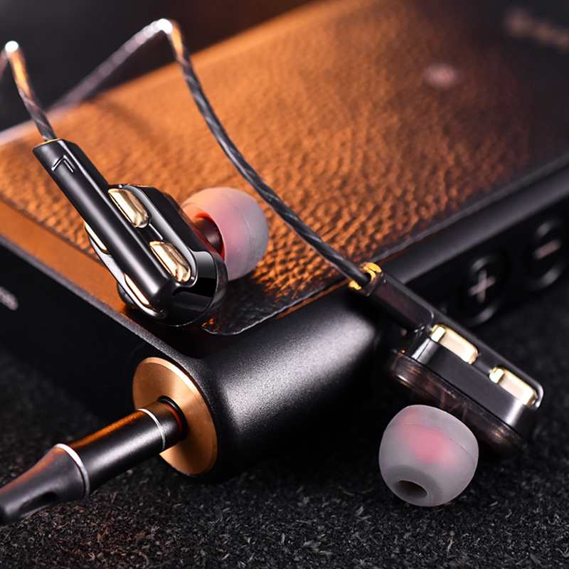 Наушники-вкладыши QKZ HiFi Проводные с двойным динамическим драйвером, стереогарнитура с супер басами для мобильного телефона