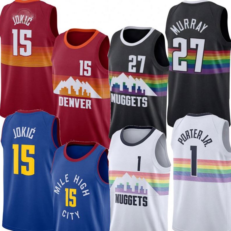 Новинка 2021, стильные сшитые мужские баскетбольные майки Nikola #15 Jokic #27 Мюррей #1 Портер Jr. Nugget, Джерси высокого качества