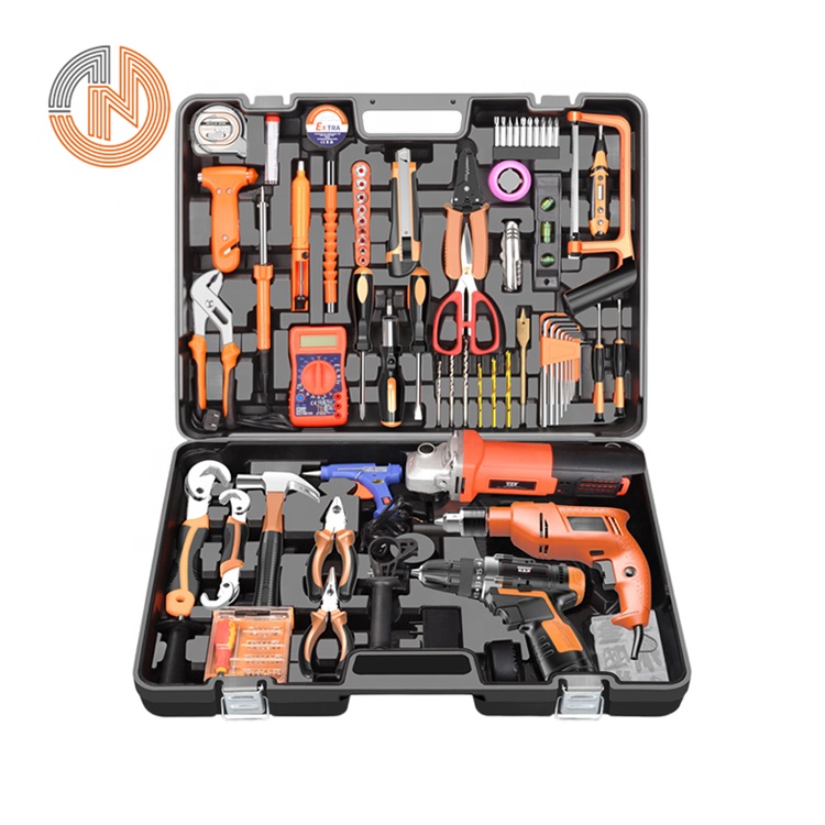 Car repair universal tools 12v cordless lithium electric 650w impact drill 700w angle grinder 40w hot air gun power tool sets