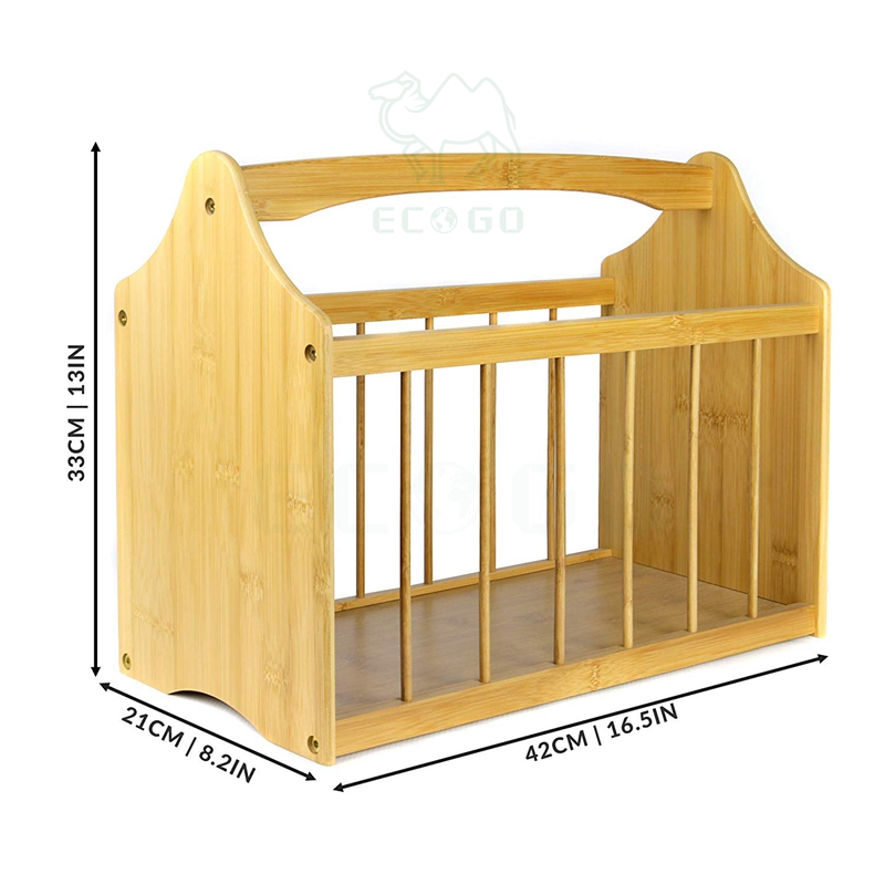 Eco friendly Bamboo wood Reading Storage Rack with Handle