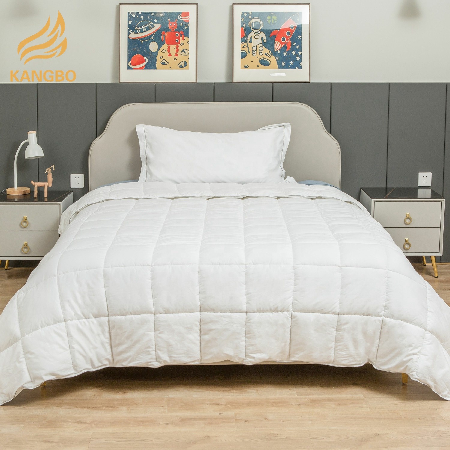 Home hotel white cotton fabric down alternative comforter