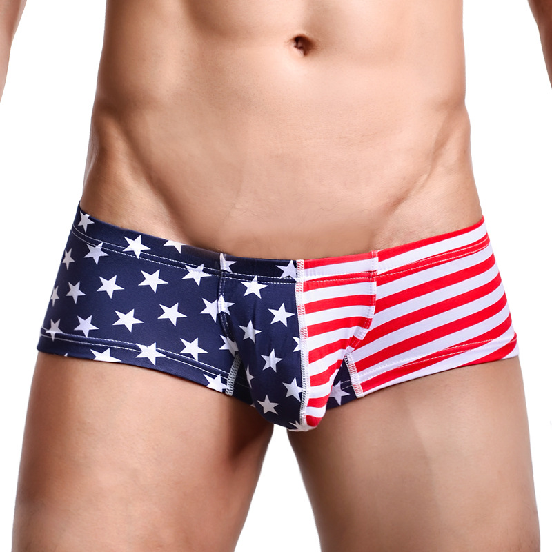Custom Logo Latex National Flag Printing Sexy Gay Bikini Mini Boxer Underwear
