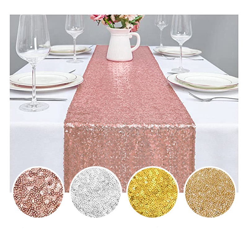 Sequin Table Runners Gold Glitter Table Runner Event Party Supplies Fabric Decorations for Wedding Birthday