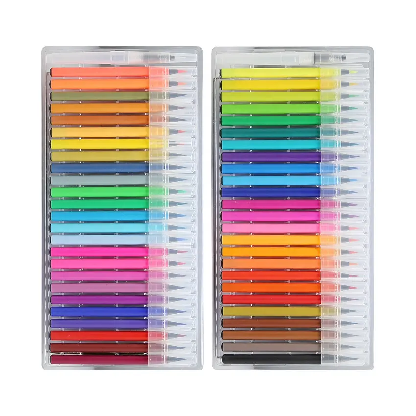 Durable Empty 72Pcs Transparent Plastic Watercolor Brush Pen For Artist Drawing