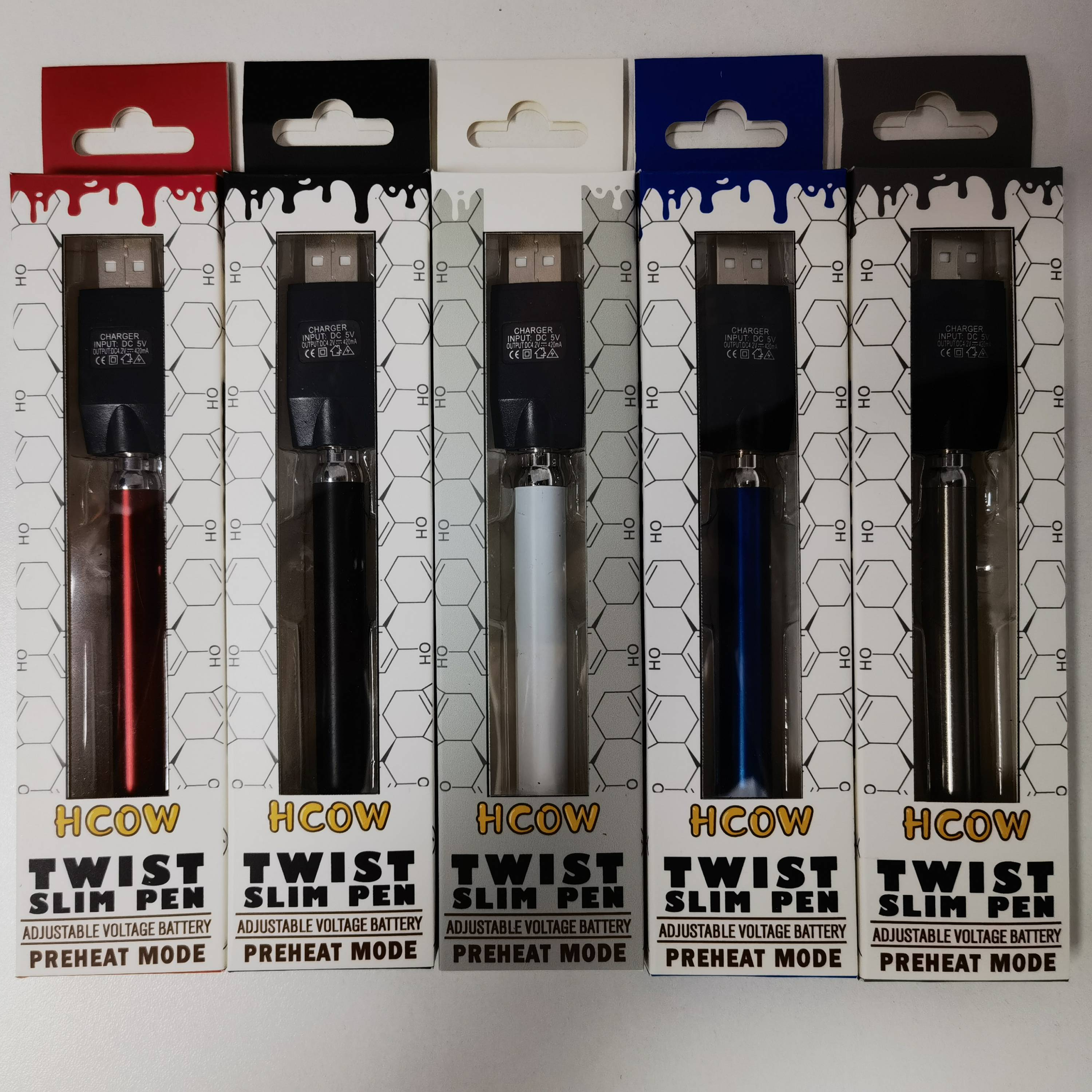 Ooz оптовая продажа 320mAh тонкая ручка с умным USB-зарядным устройством для CBD испарителя Твист батарея