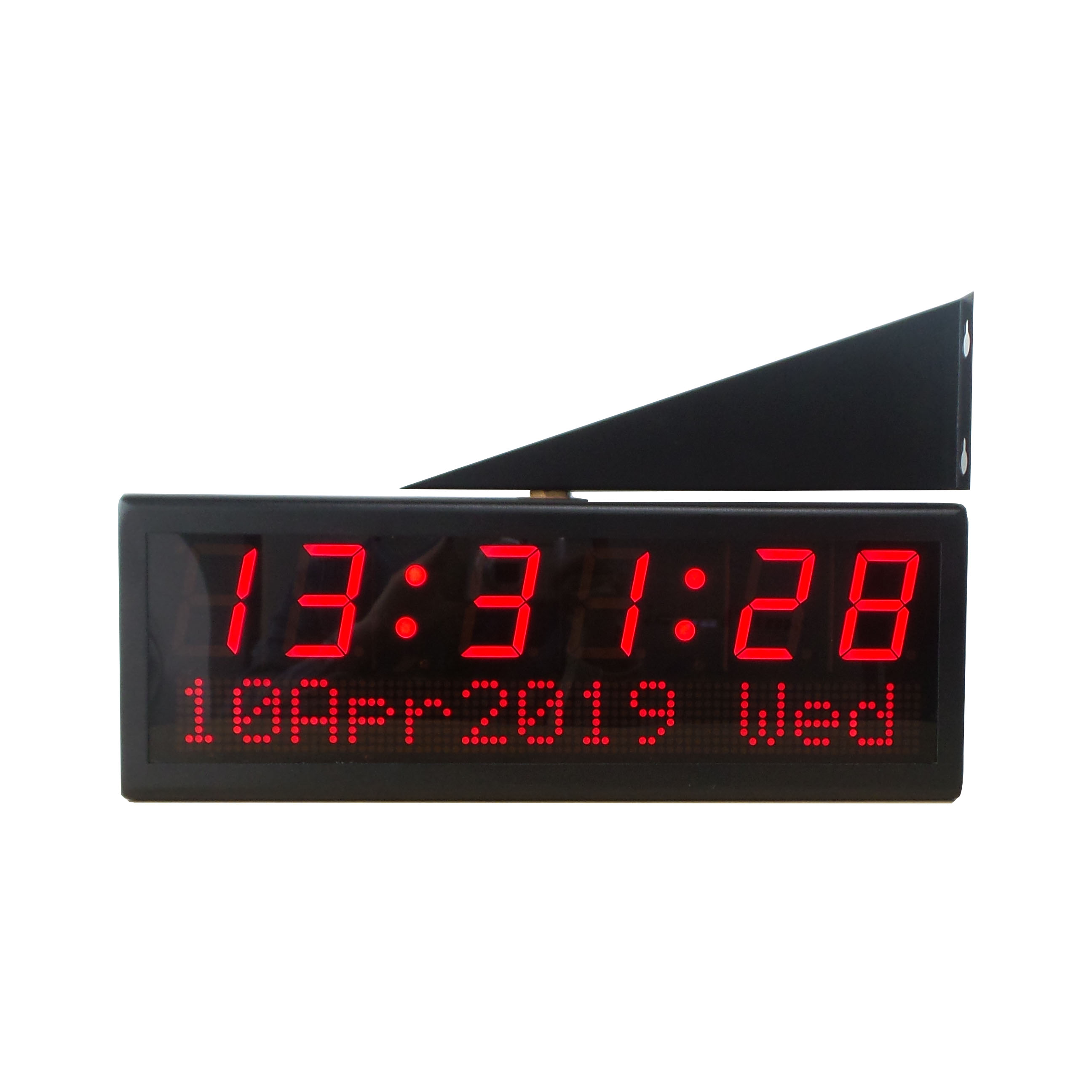 Digital PoE Clock for Clinics, 2.3" x 6 Red Digits, Metal Case in White or Black