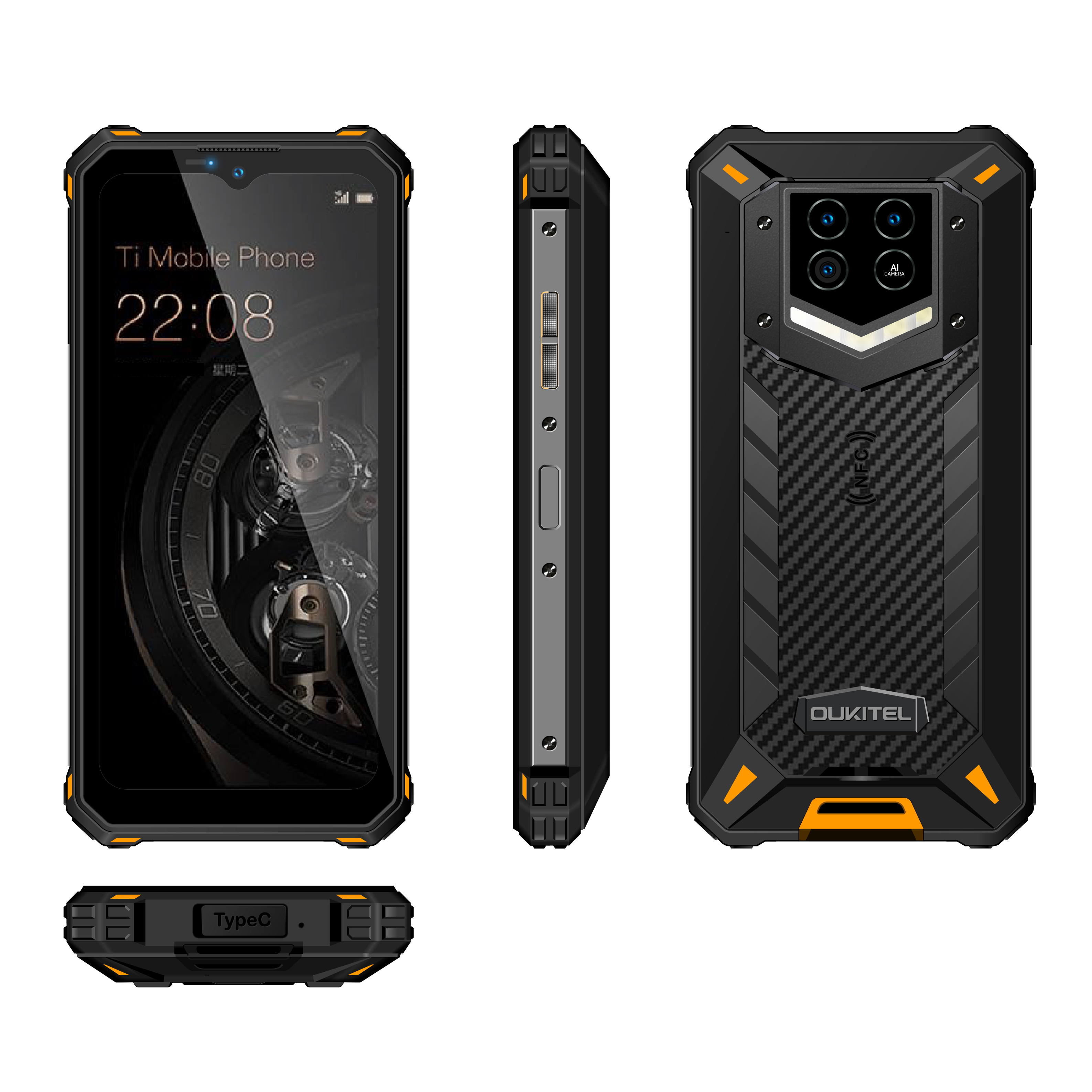 OUKITEL WP15 6.5 HD Android 11 15600mAh 48MP Quad Camera 8GB 128GB IP68 Rugged 5G Mobile Phone Original