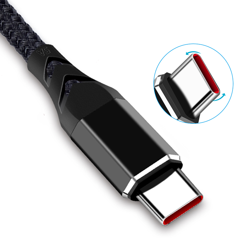 Nylon Braided 5A Type C Cable Fast Charging USB Cable Mobile Phone Charger Data Cable