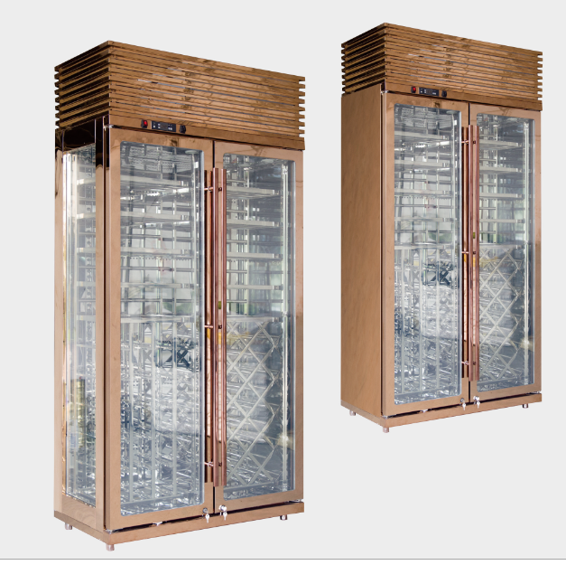 Luxury Gold Color Two Doors Customized Mini Bar Fridge for wine cooler;cheap wine display fridge