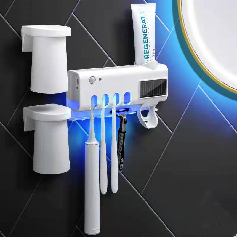 2021 Hot sale Wall Mounted Portable Rechargeable USB UVC LED Toothbrush Sterilizer solar UVC toothbrush holder
