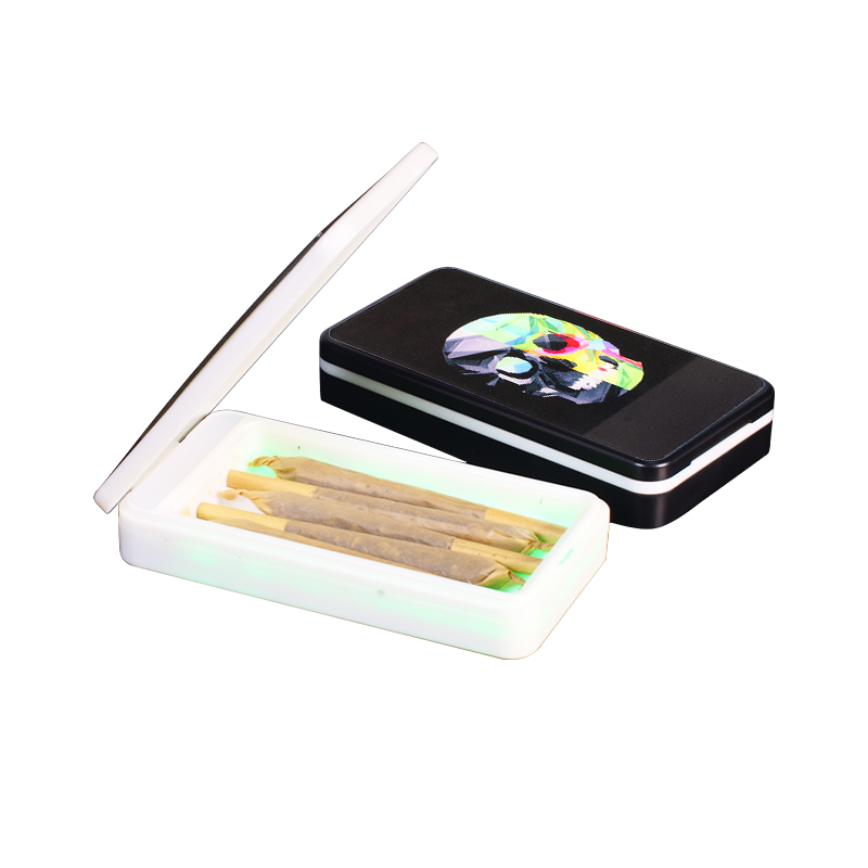 WOWO TECH Wholesale Plastic Colorful Square Cigarette case Premium Waterproof Custom Rechargeable Cigarette Case With LED Light