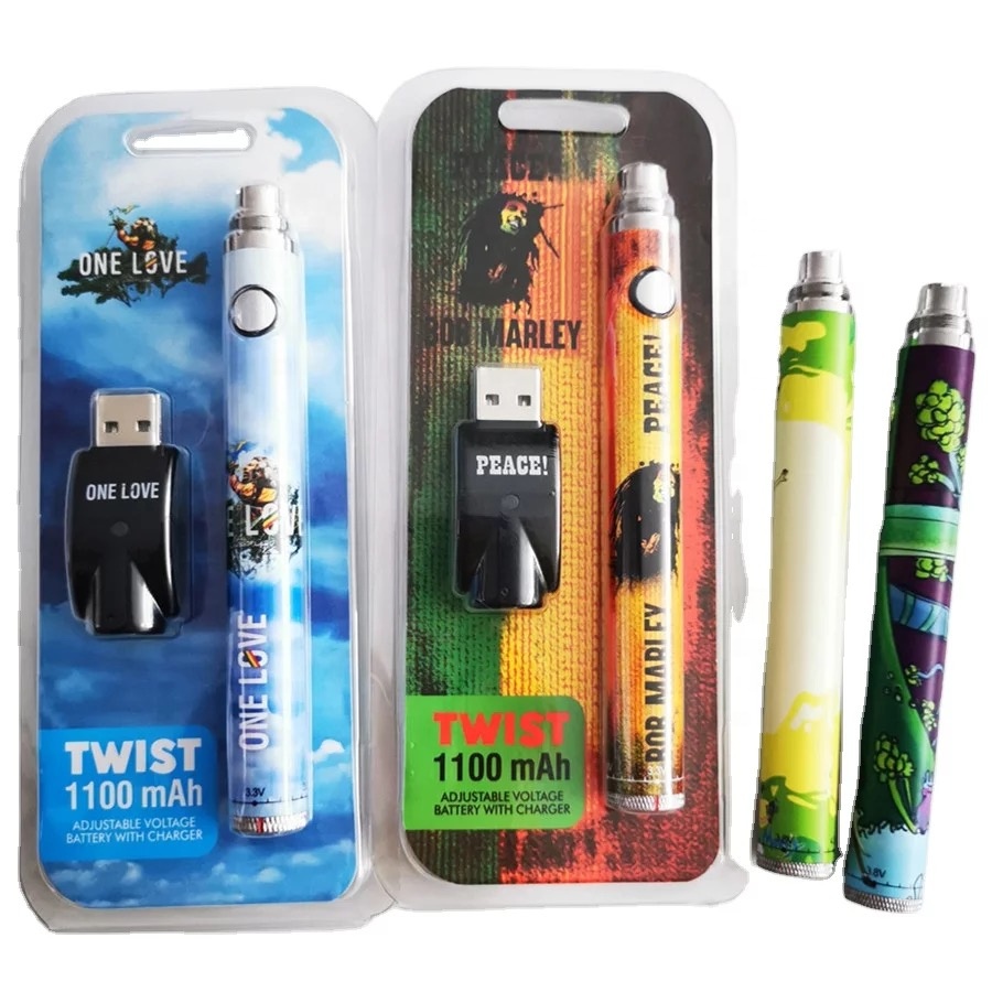 Mixed 1100Mah Blackwoods 510 Thread Preheating Bottom Adjustable Voltage Vape Pen Battery Cartridge