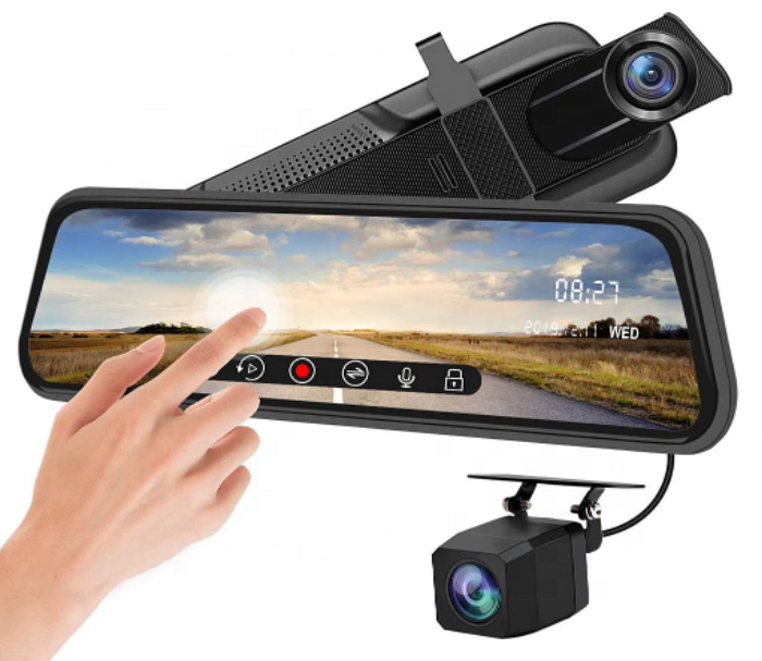 Dash Cam зеркало заднего вида для автомобиля, зеркало заднего вида камера с 10 "IPS Full сенсорный экран переднее и заднее зеркало с 1080P резервного копирования