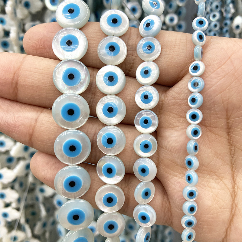 Yuying Gems High Quality Mother of Pearl Beads Different Shapes and Sizes in Stock Loose Evil Eye Beads for necklace