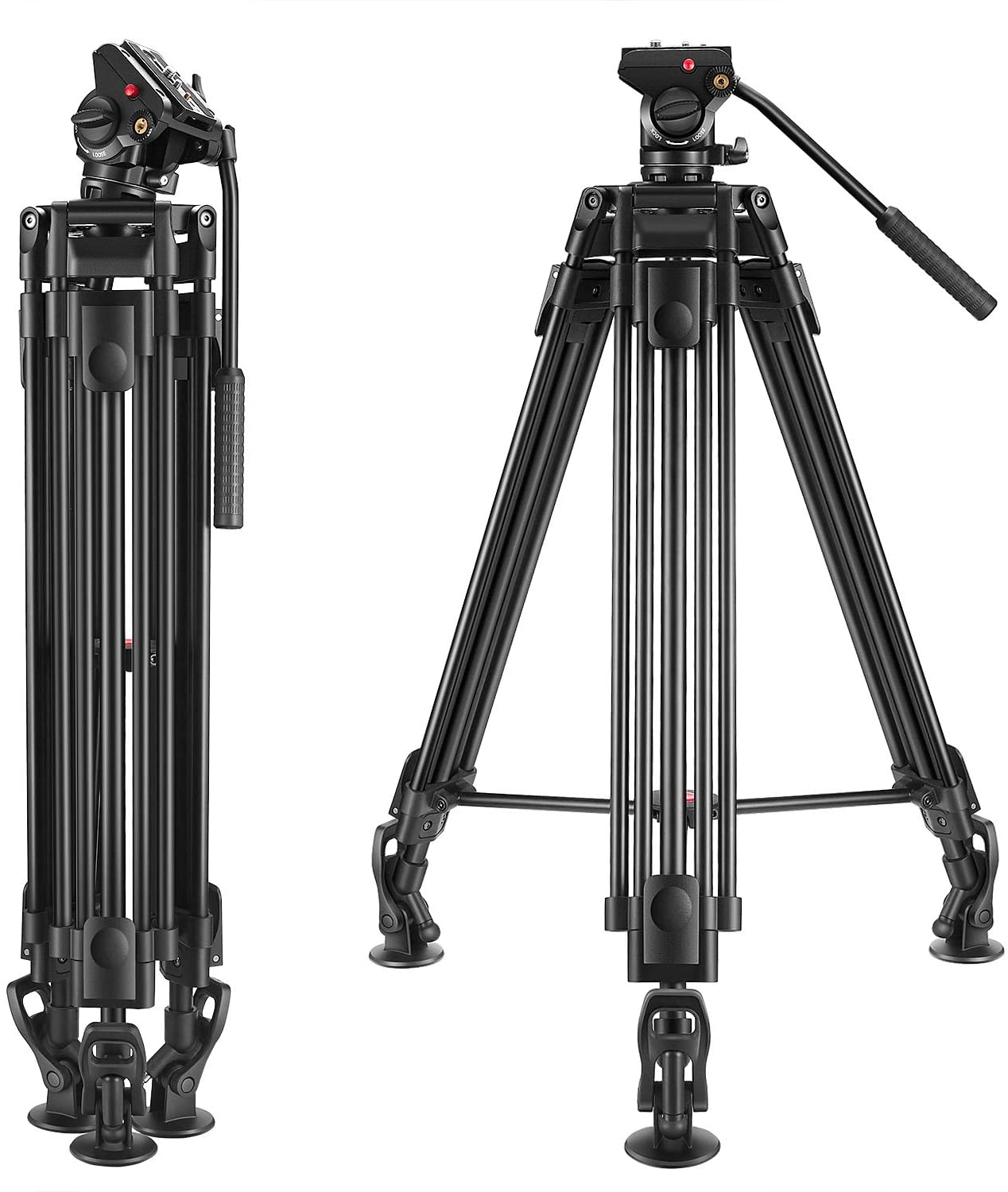 MACTREM 72 Inches Video Tripod, Professional Heavy Duty Aluminum Tripod System, 360 Degree K3 Fluid Head with Carry Bag, DSLR