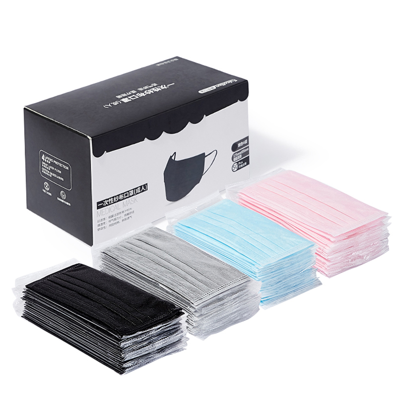 Box of 50 pcs disposable surgical medical earloop face mask wholesale 3 ply colored surgical facemask