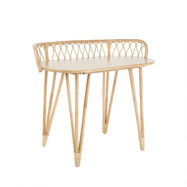 Natural Style Solid Wood Frame Design Entrance Consoles Table Modern Rattan Side Table For Sale