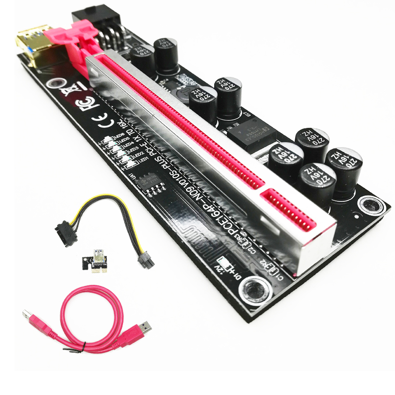 Новейшие 8 конденсаторов Riser N09 V010S Plus PCI-E PCIE Riser 010S Plus 009S Gold USB 3,0 1X до 16X 6PIN PCIE 010S Plus