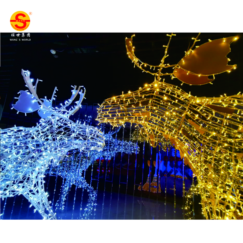 WANG'S World led Рождественский Свадебный праздник для использования в помещении/на открытом воздухе 3м Высота 3D олень свет открытый Рождественский свет светодиодный мотив