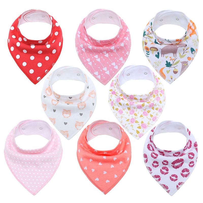 Baby Bandana Drool Bibs 8 Pack Bandana Bib for Drooling and Teething Soft Organic Cotton Baby Bibs for Girls