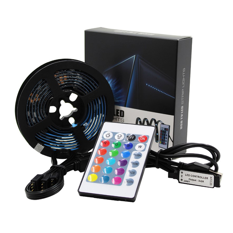 Водонепроницаемая гибкая светодиодная лента FICLUX1M 2 м 5 м 5050 IP65 USB 5 в RGB подсветка ТВ Светодиодная лента с ИК-пультом дистанционного управления