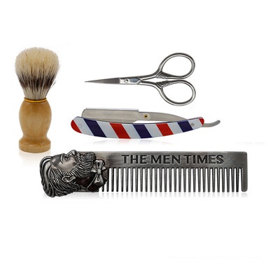 Wholesale Private Label Eco-friendly Wooden Beard Brush and Comb Set Beard Brush Kit for Men