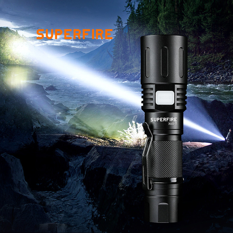 Powerful Rechargeable Zoomable Led Powerful FlashLight X60-T Waterproof Tactical Torch Light Usb Rechargeable Flashlight