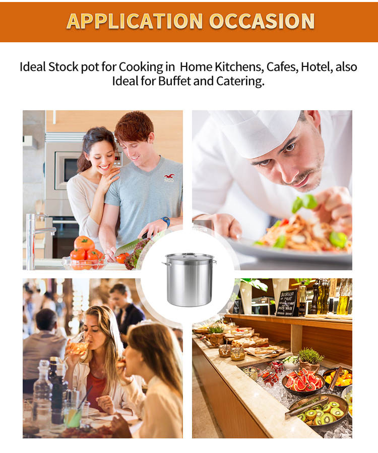 commercial industrial large 304 stainless steel cooking high stock pot warmer range  wholesale set soup and stock pot