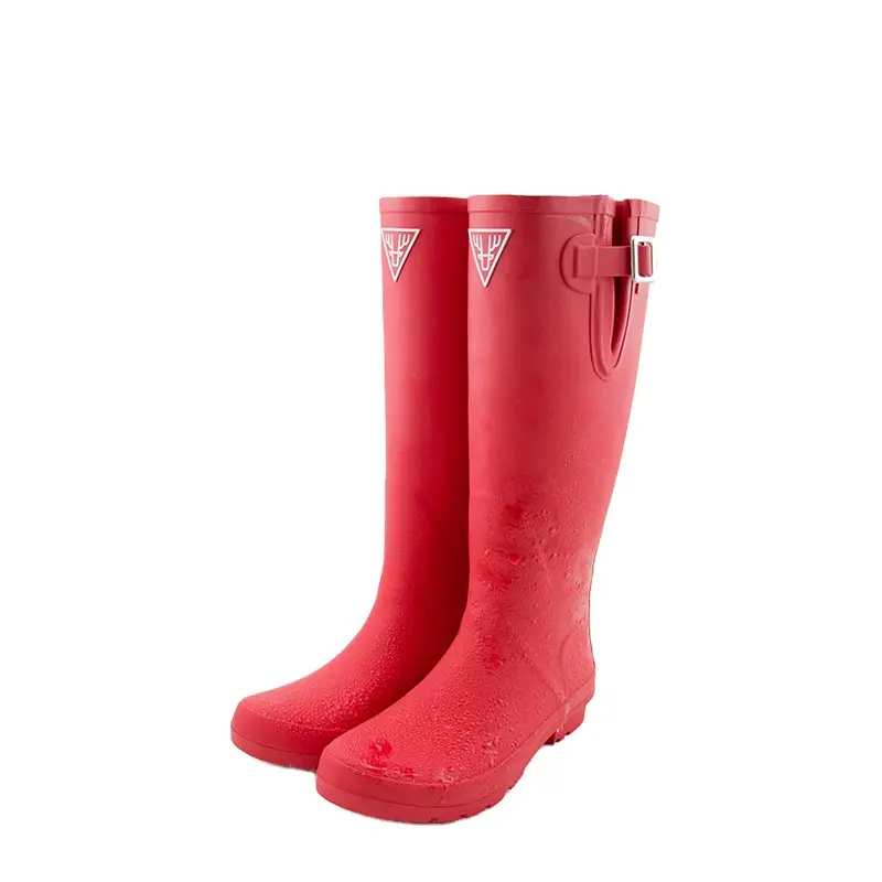 Black Walking Waterproof Rain Boots Factory Direct Big Sole Women Rubber EVA Knee-high 500 Pair LAWR-007 Cotton Fabric CN JIA