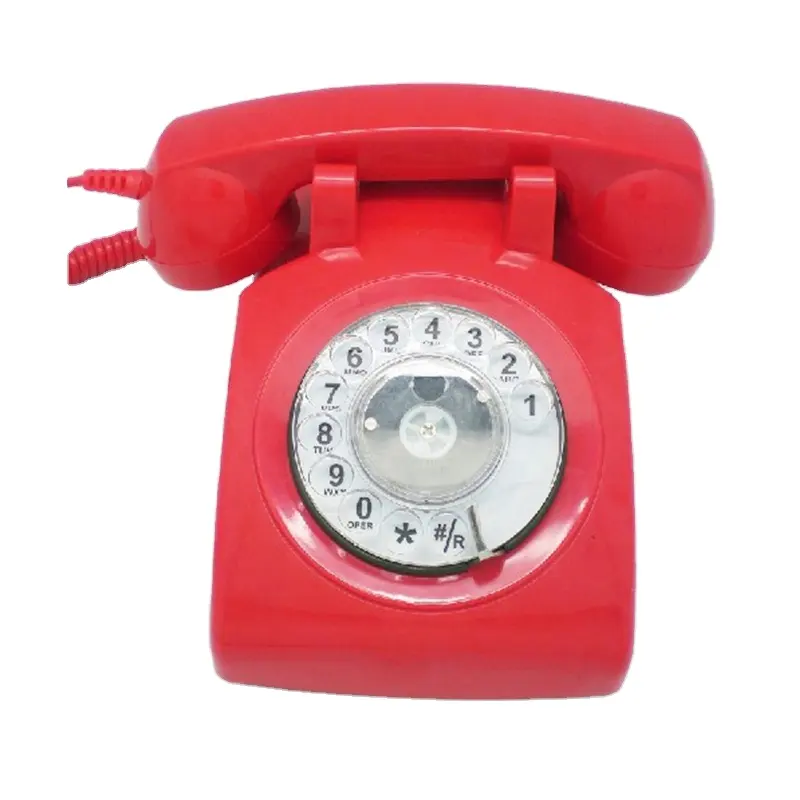 Red old fashioned promotion vintage working telephones