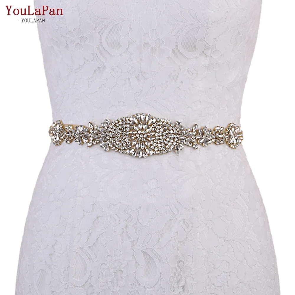 YouLaPan S123 High Quality Rhinestone Beads Belts for Wedding Accessories ,Flower Shaped Bridal Sash Belts