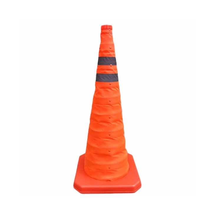 Customized rubber based collapsible traffic cone with light