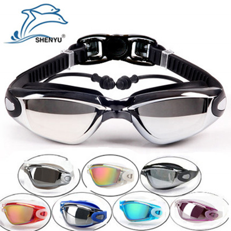 2020 Amazon Hot Sale Custom UV protect anti-fog swimming goggle waterproof PC lens colorful Adult swim goggle eyewear
