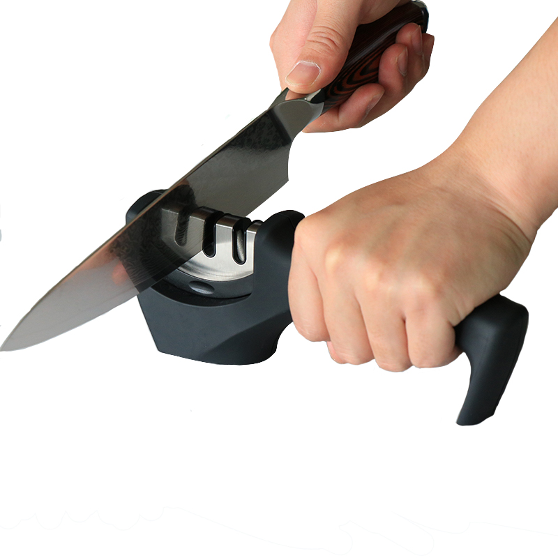 Professional 4 in 1 Kitchen Knife Accessories 3 Stage Kitchen Knife Sharpener with Ergonomic Handle