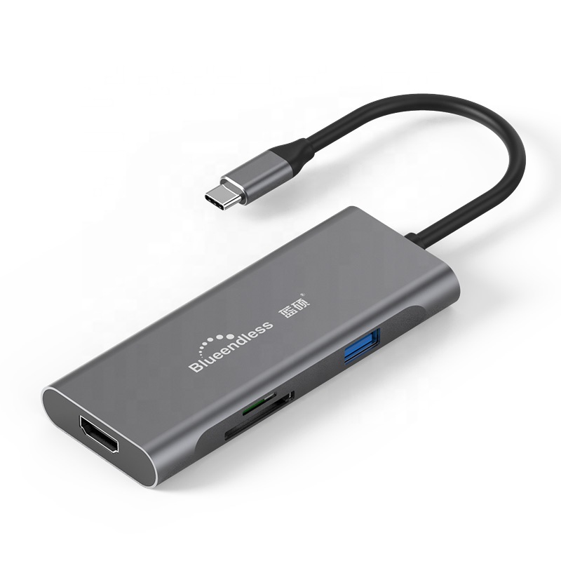 7 IN1 USB C концентратор с 4K HD TV 100 Вт Питание доставки док-станция USB 3,0 слот для карт памяти 7 портов USB C концентратор для ноутбук адаптер переменного тока