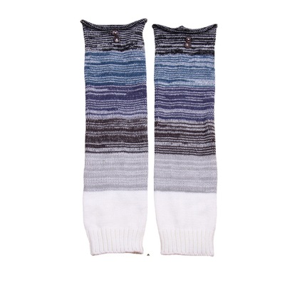 Winter Colorful Stitching Knitted Socks For Girls Acrylic Knitting Long Leg Warmer