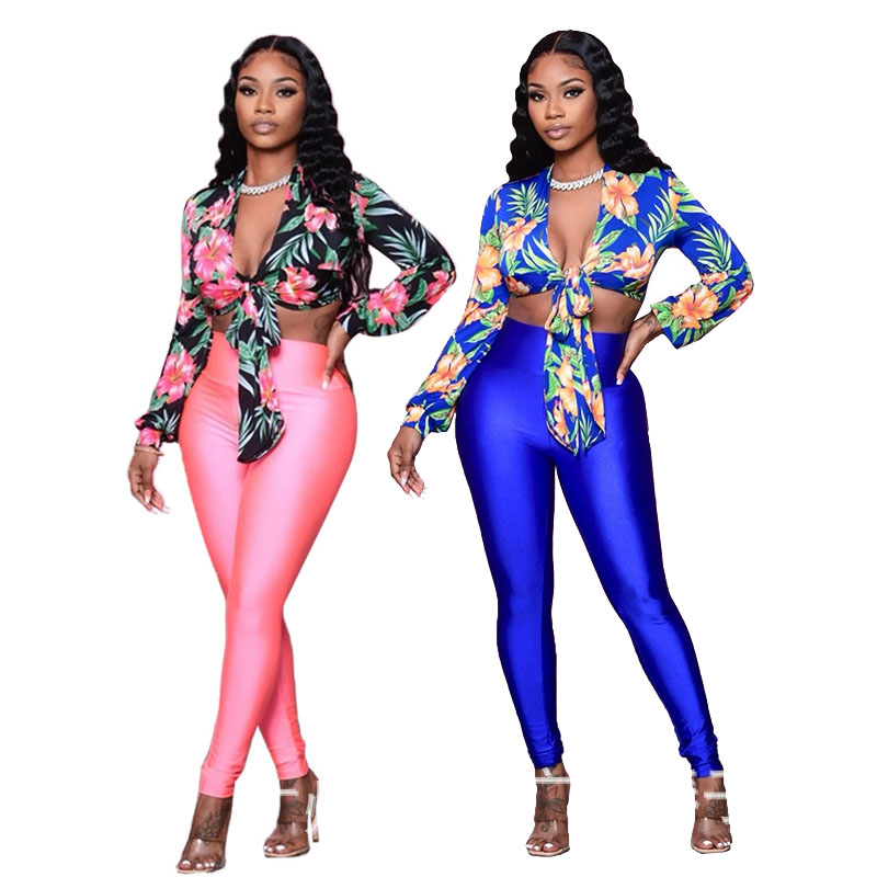 2021 Fall Set Woman Long Sleeve Women Clothing Casual Fashion Style 2 Piece Sets Ladies Two Piece Crop Top Outfit Set