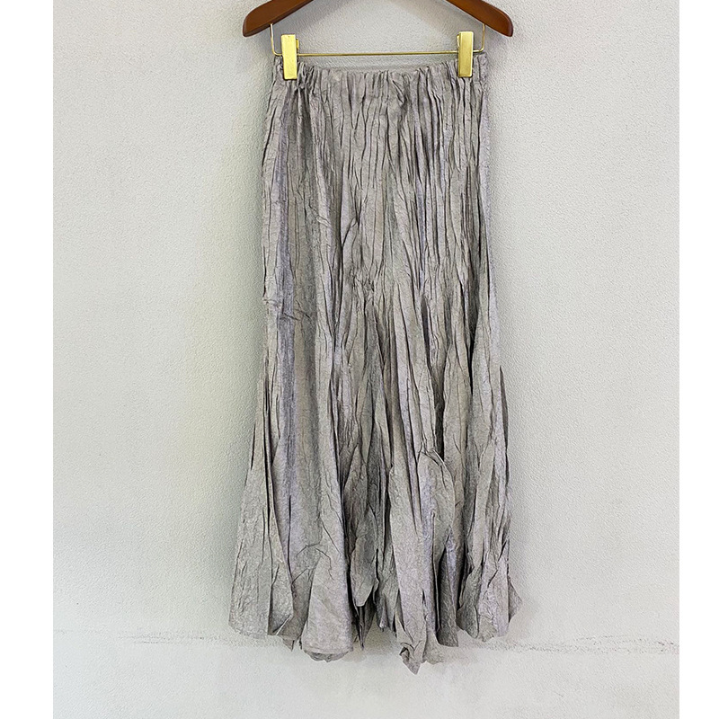 Autumn/winter 2021 new women's A-word high-waisted irregular pleated skirt big swing umbrella skirt