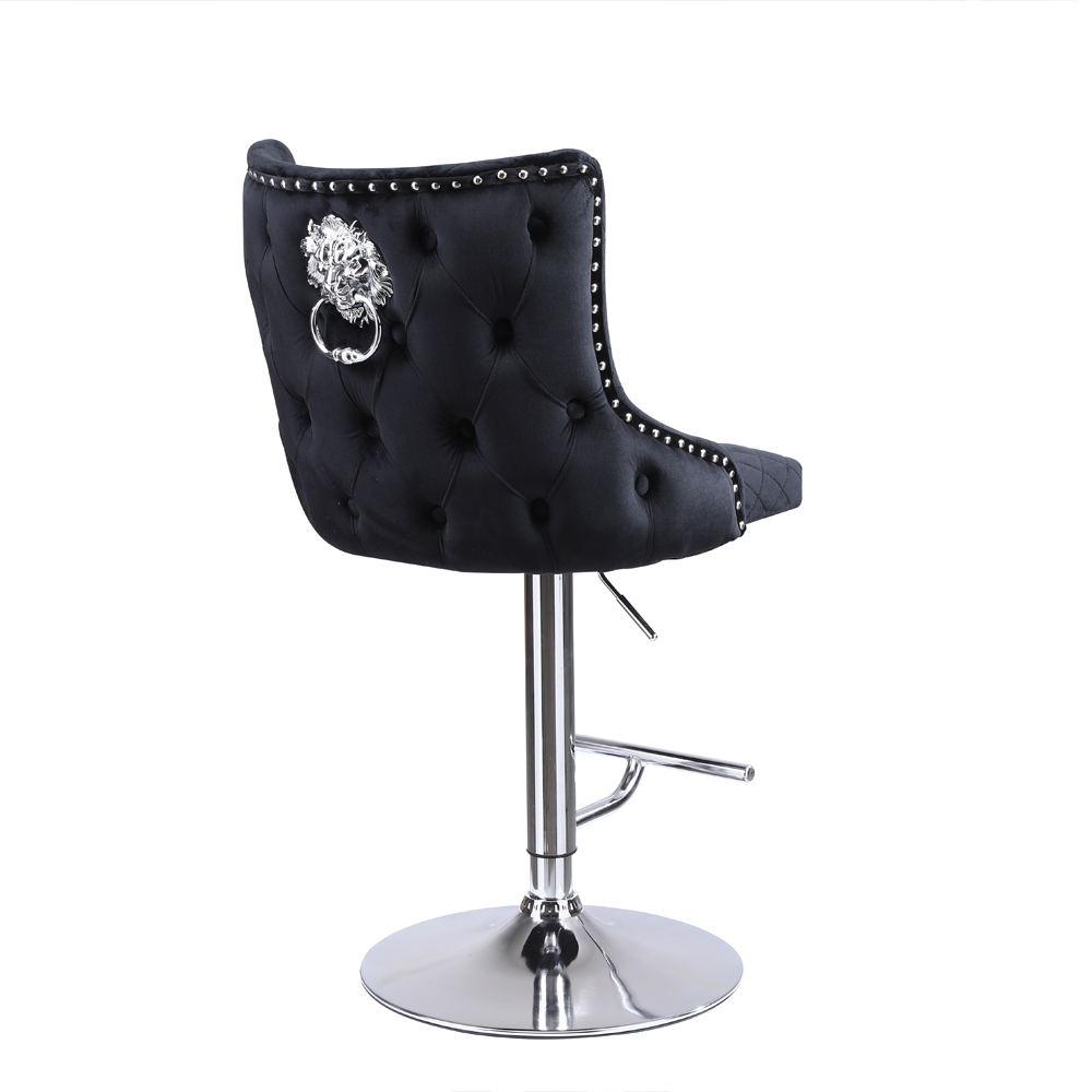 High quality luxury nordic leisure velvet dining room height adjustable swivel bar stools chairs