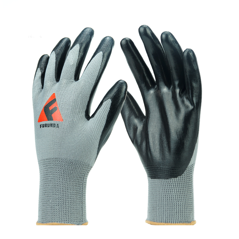 2018 most popular polyester shell nitrile coated garden work gloves