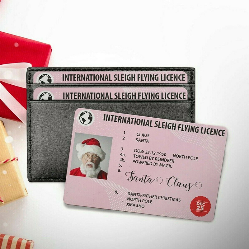 Custom Plastic Card Santa Claus Flying Licence cards Christmas Eve Driving License Style Creative Christmas Gift 2021 Hot Sell