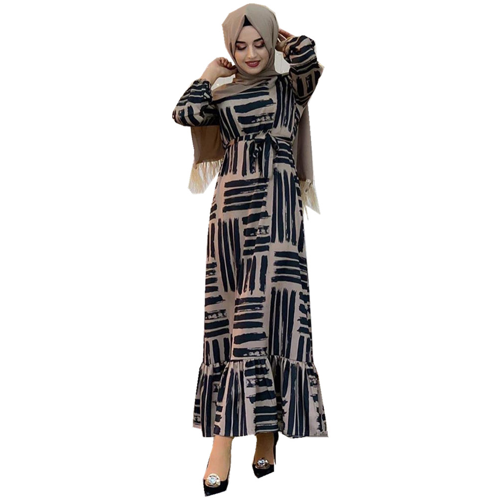 2021 New Modest Clothing Abaya Tunic Muslim Islamic Dresses Dubai Moroccan Style Dress For Muslim Women